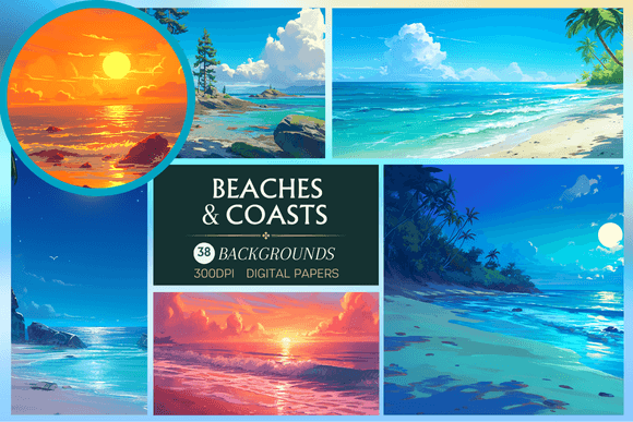 Beaches & Coasts - Backgrounds: Your Coastal Design Toolkit