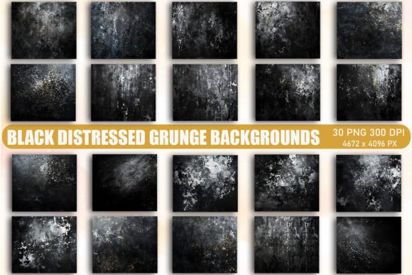 Black Distressed Grunge Backgrounds: Textures with Grit