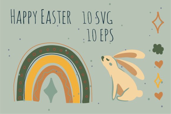 Celebrate Spring: Designing with Happy Easter Rabbit & Boho Rainbow Backgrounds