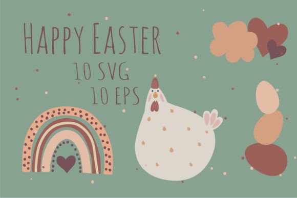 Charming Easter Graphics: Chicken, Eggs, and Rainbow Backgrounds