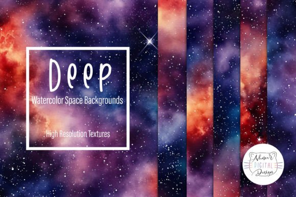 Deep Watercolor Space Backgrounds for Creative Design
