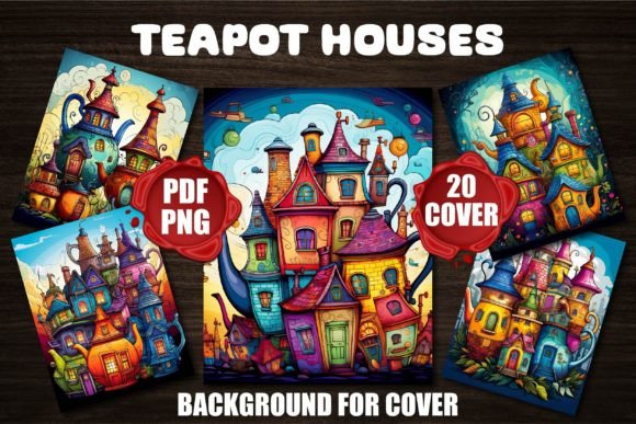 Enchanting Teapot Houses Backgrounds for Covers