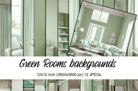 Green Rooms Backgrounds: Digital Papers for Modern Crafts