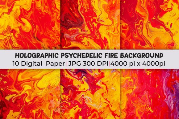 Holographic Psychedelic Fire Backgrounds for Modern Designs