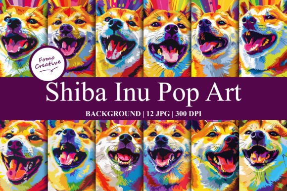 Shiba Inu Pop Art Backgrounds: Digital Paper for Modern Creators