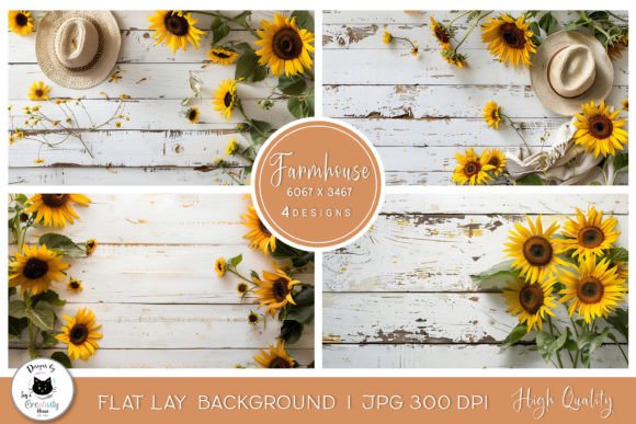 Sunflower Farmhouse Flat Lay Backgrounds for Your Brand