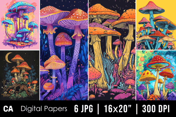 Unleash Creativity with Abstract Colorful Mushroom Backgrounds